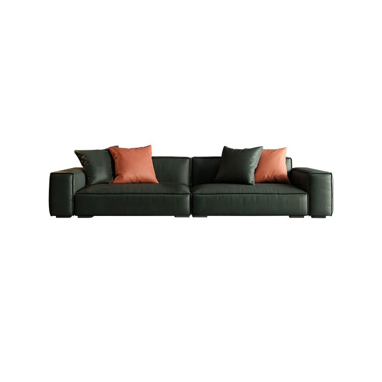 Contemporary Stationary Faux Leather Living Room Seating Square Arm Cushions Sofa