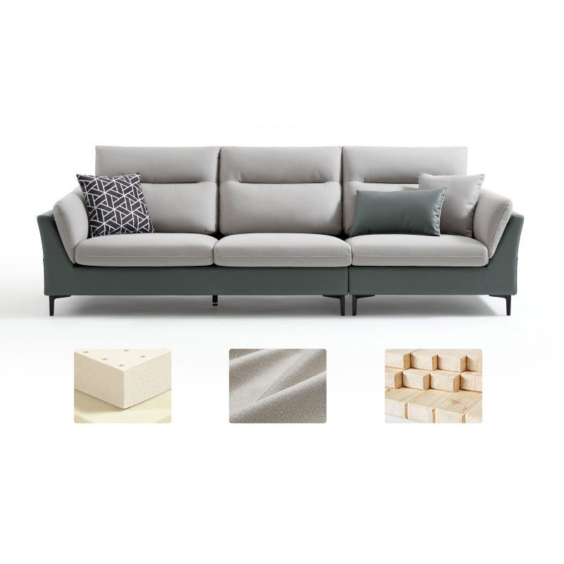 Pillow Top Arm Seating Faux Leather Sofa Contemporary Cushions