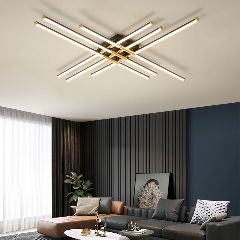 New Modern Linear Sputnik Flush Mount Ceiling Light Aluminum Living Room Flush Light