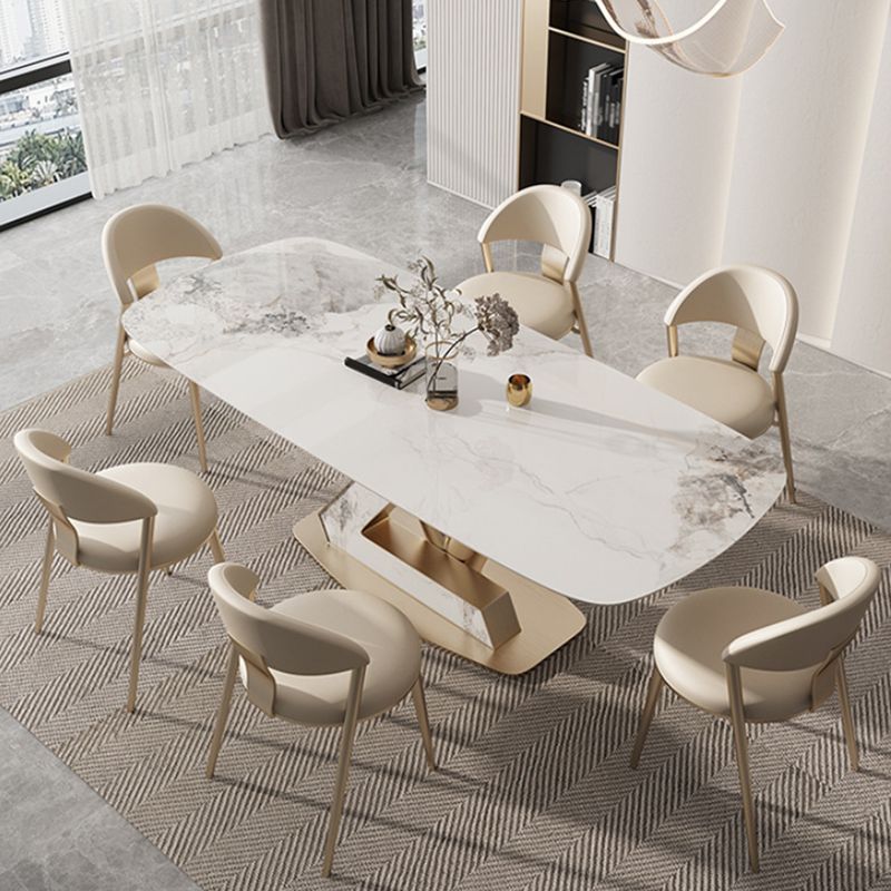 Glam Dining Sintered Stone Table Rectangle Table with Metal Legs for Home