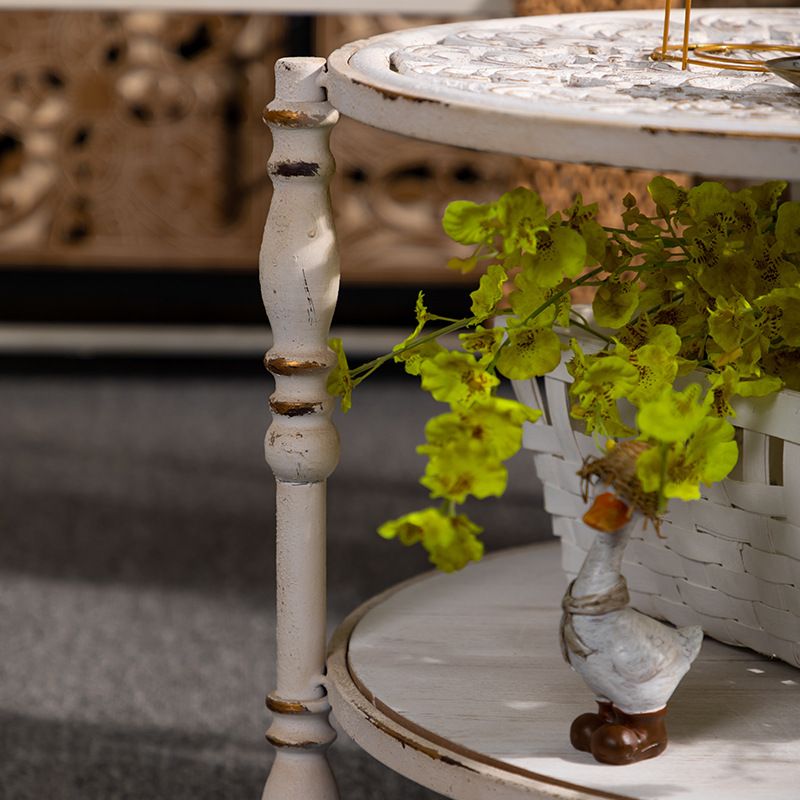 19"H French Country Side Table Metal Round Accent Side Table