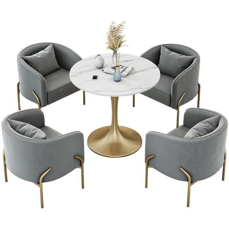 Traditional Luxury Round Dining Site Table Stone Home Furniture with Tulip Base