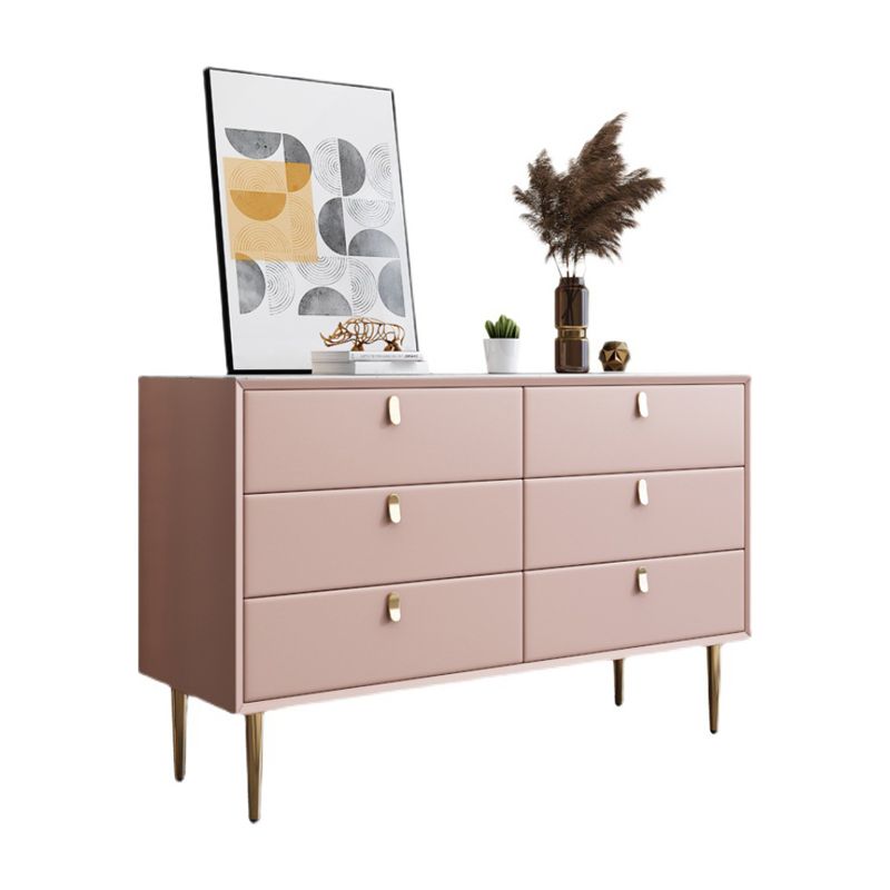 Wood and Stone Buffet Server Glam Style Kitchen Server for Living Room