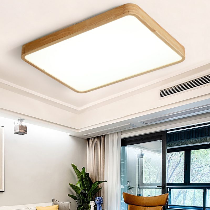 Bois Couleur Voyant Réel Ceiling Light in Modern Concise Style Plafond Fixture avec Shade Acrylique