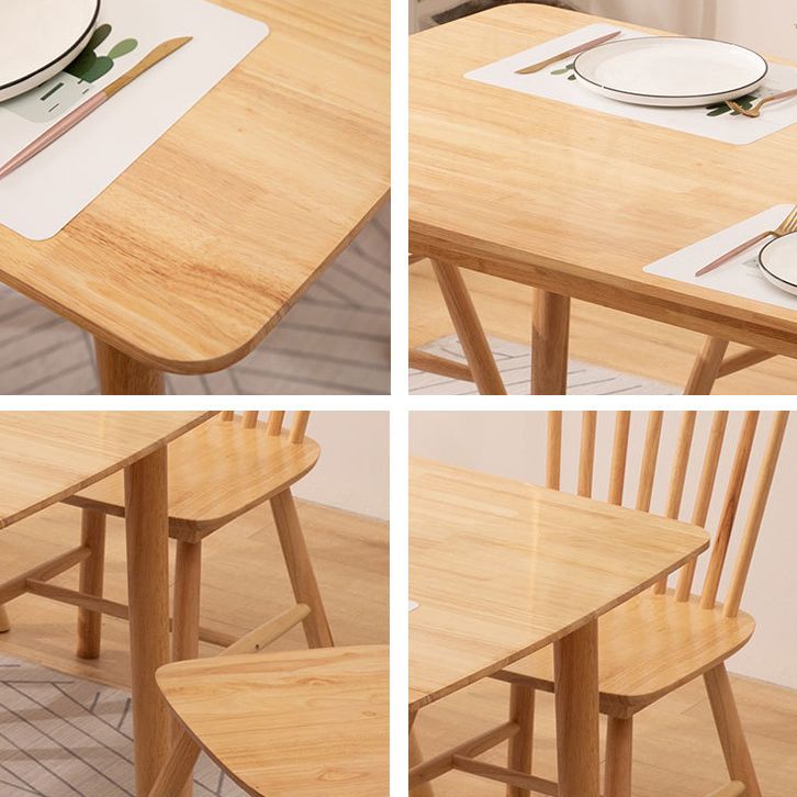 Contemporary Solid Wood Rectangle Shape Dining Table Kitchen Dining Table with 4 Legs