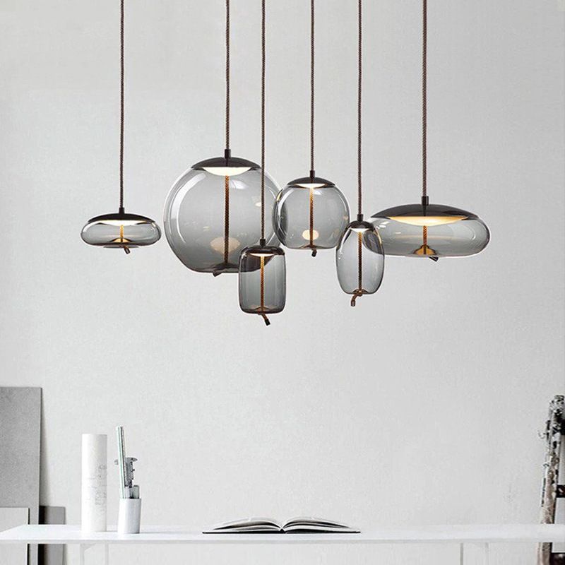 Modern plafond hanglamp met schaduwglas 1 lichte druppel hanger