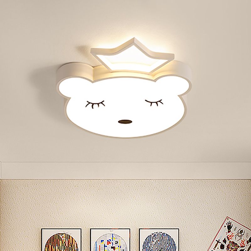 Sleeping Bear Prince Plafonnier en acrylique à LED rose/blanc avec lumière chaude/blanche
