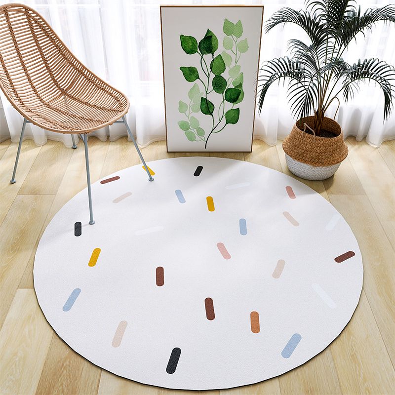 Light Pink Striped Rug PVC Minimalist Rug Non-Slip Backing Rug for Home Decor