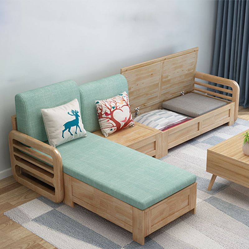 Nordic Settee Cushions Sectional Square Arm Fabric Seating for Living Room