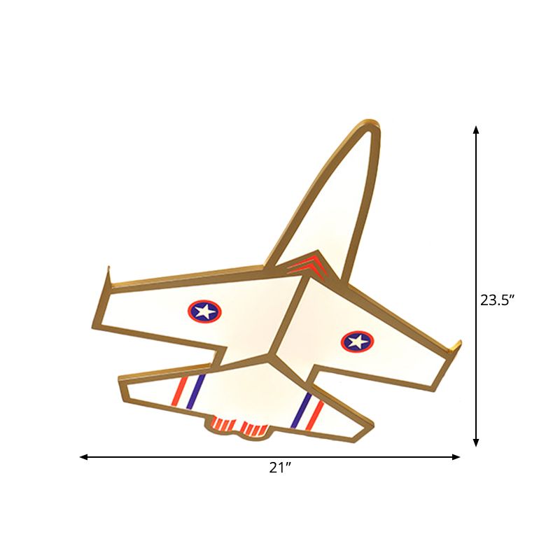 Gold Jet Thin Flush Mounted Ceiling Light Kid Acrylic LED Flushmount Lighting for Boy's Bedroom, Warm/White Light