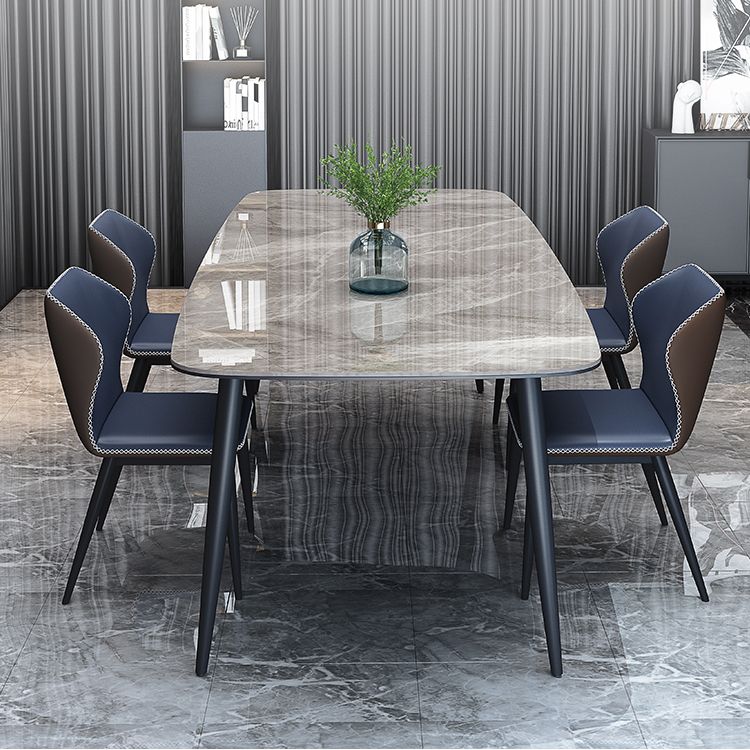 Stone and Steel Dining Table Industrial Grey Dinner Room Kitchen Table