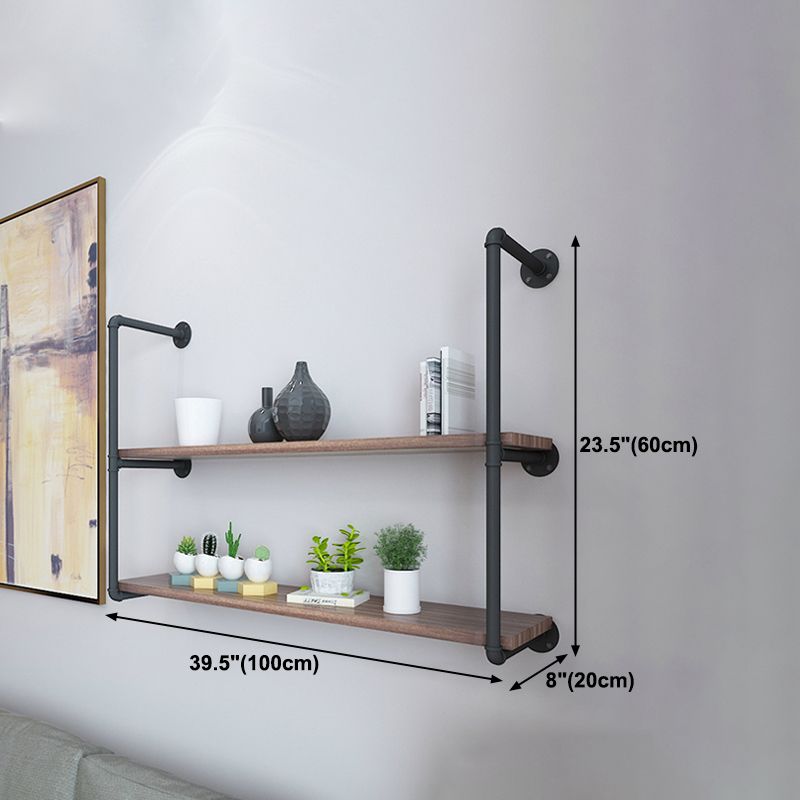 Wall Mounted Bookshelf Industrial Style Solid Wood Bookcase for Home Office