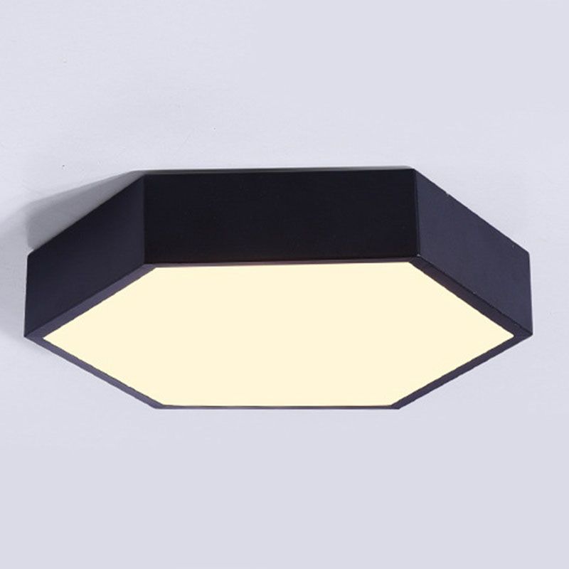 Plafonnier LED en forme d'hexagone moderne en fer macaron, 1 lumière, encastré pour chambre à coucher