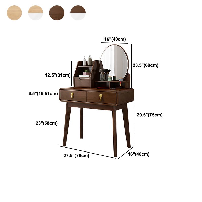 Scandinavian Solid Wood Makeup Counter 3 Drawer Vanity Dressing Table