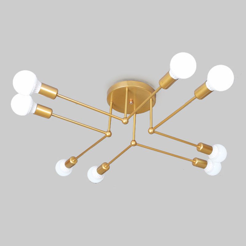 Sputnik Multi Light Ceiling Light Bare Bulb Restaurant Industrial Style Lighting Fixtures in Wrought Iron