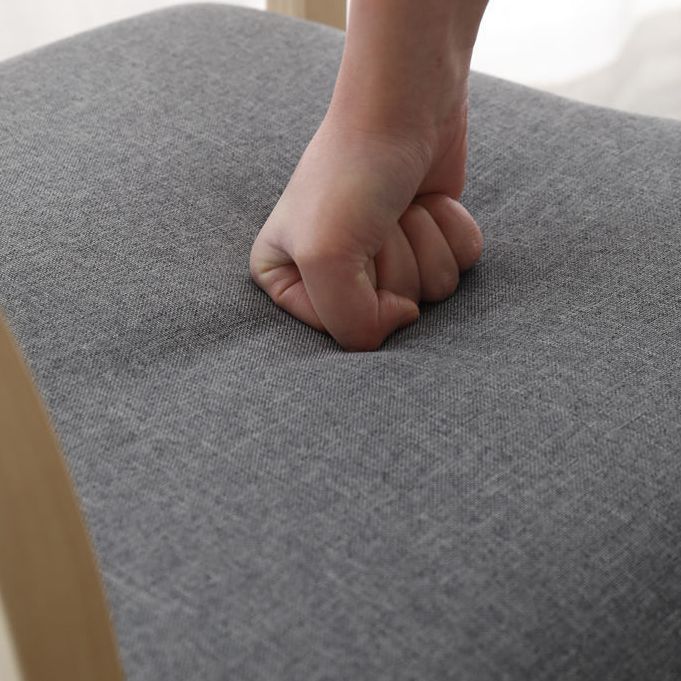 Fabric Arm Chair Solid Wood Open Back Dining Chair in Natural