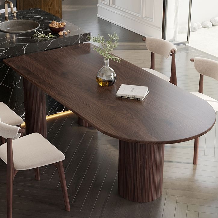 Contemporary Dining Table Solid Wood Table with 3 Legs for Dining Room