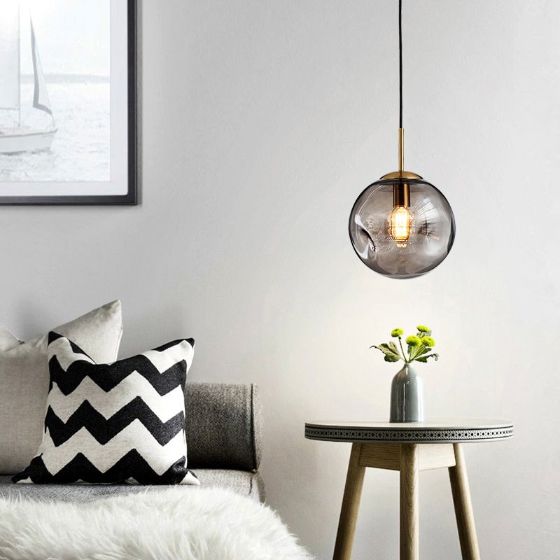 Kuiltjes glazen bol hanglamp postmodern messing 1-licht hangend licht voor slaapkamer