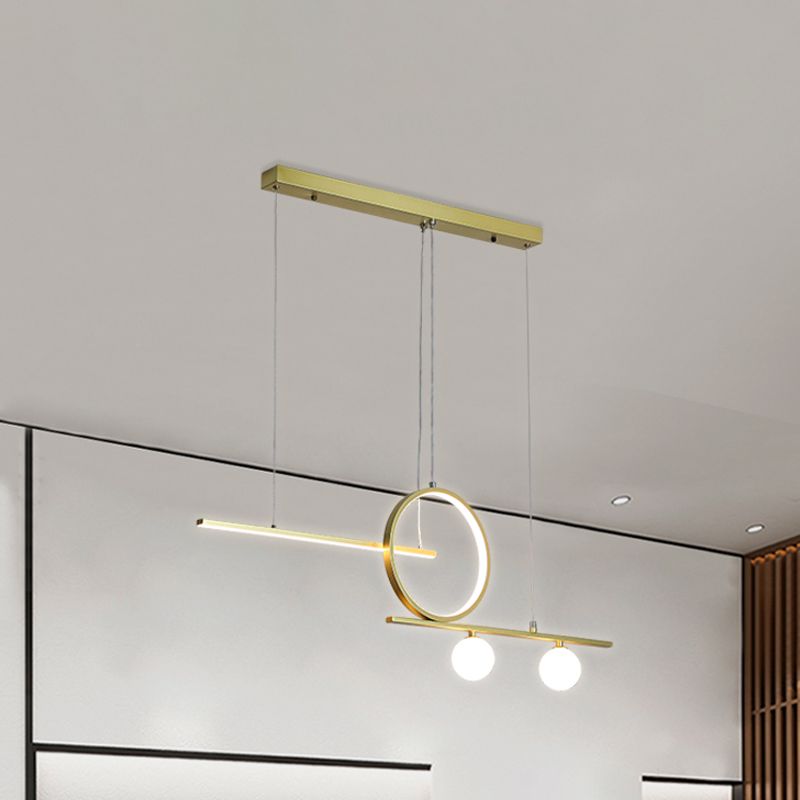 Illuminazione isola lineare lampada sospesa in metallo nordico nero/nero/oro con vetro smerigliato per sala da pranzo