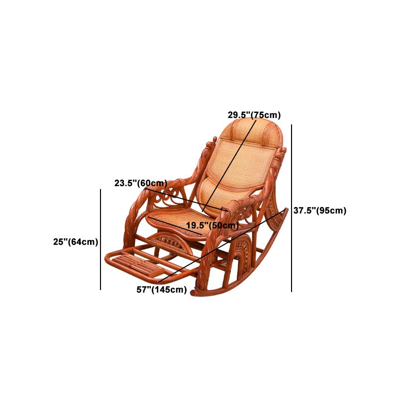Traditional Spindle Rocking Chair Tobacco Finish with Pillow Rocker Chair Wicker
