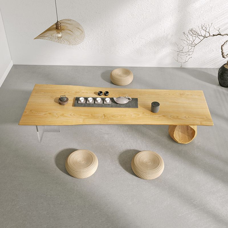 Contemporary 1 Single Coffee Cocktail Table in Pine Wood with 2 Legs