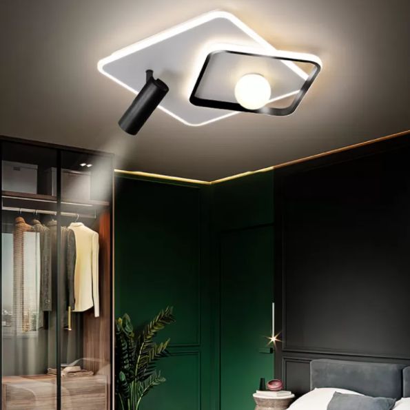 Modern Style Metal Ceiling Mounted Fixture Bedroom Flush Light with 1 Spotlight