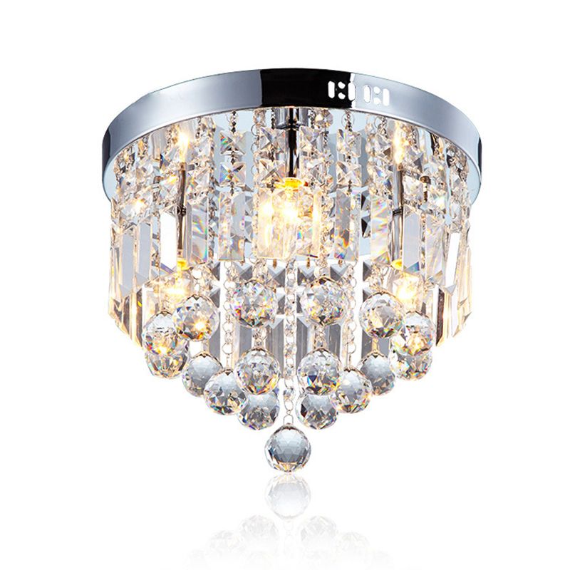 Raindrop Ceiling Mounted Fixture Modern Crystal Bedroom Ceiling Mounted Light in Chrome