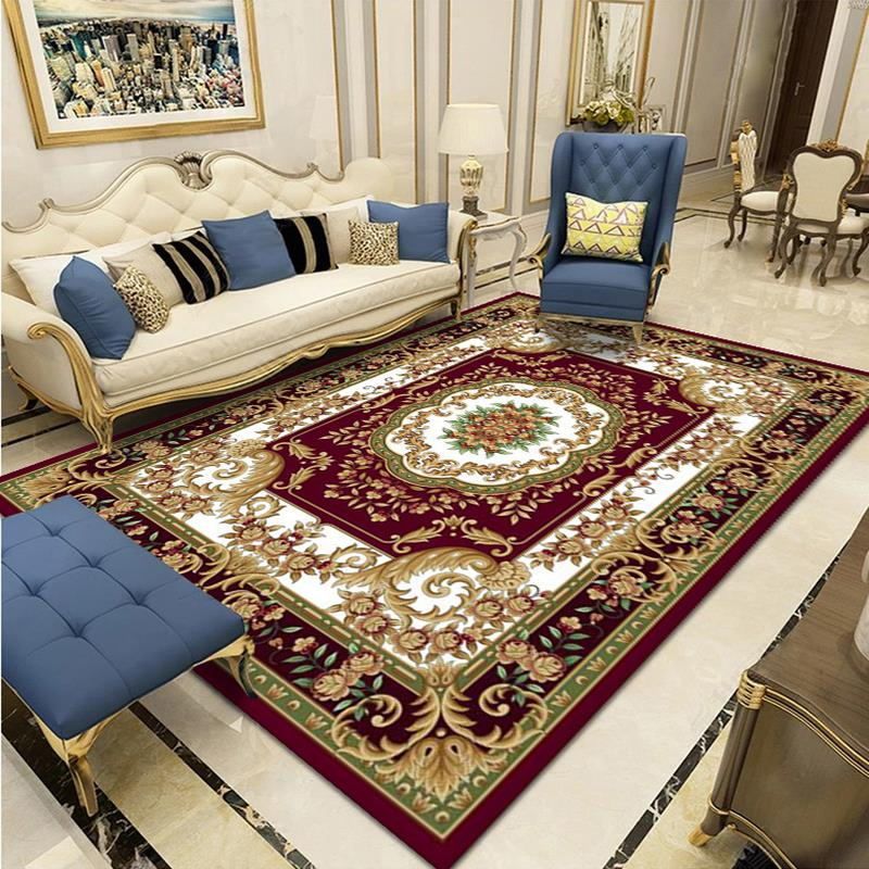 Navy Classic Rug Polyester Graphic Rug Non-Slip Backing Rug for Home Decor