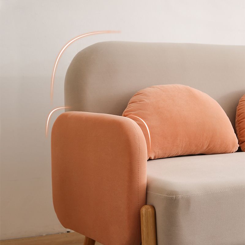 Scandinavian Loveseat with 2 Pillows and Square Arm for Apartment