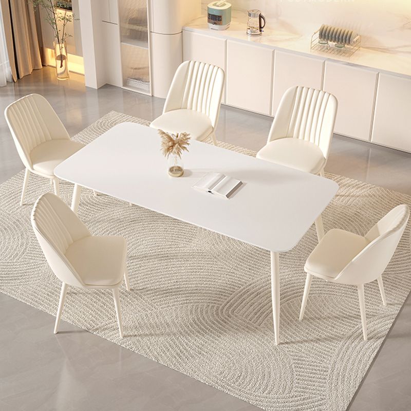 Rectangle 1/2/5/7 Pieces Furniture Sintered Stone Dining Set in White
