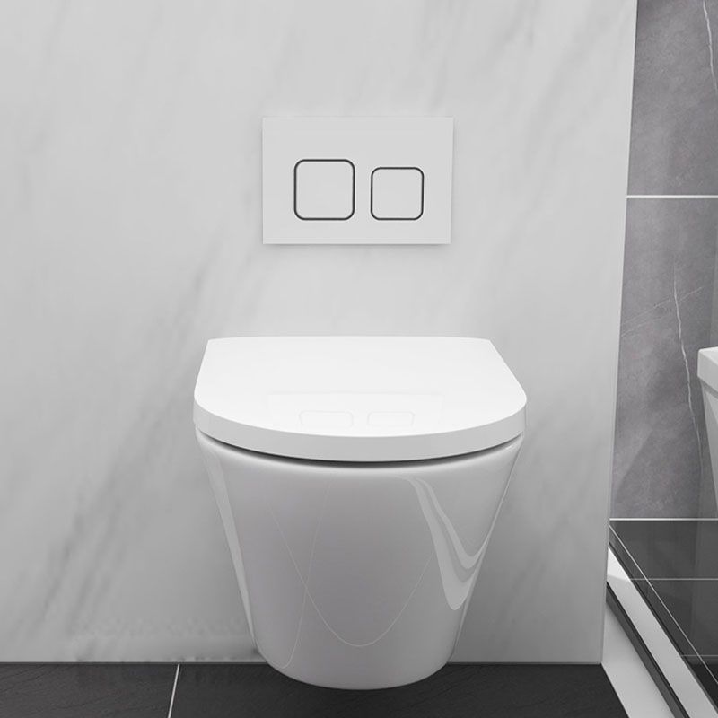 Modern White Siphon Jet Toilet Bowl Wall Mount Flush Toilet With Seat for Bathroom