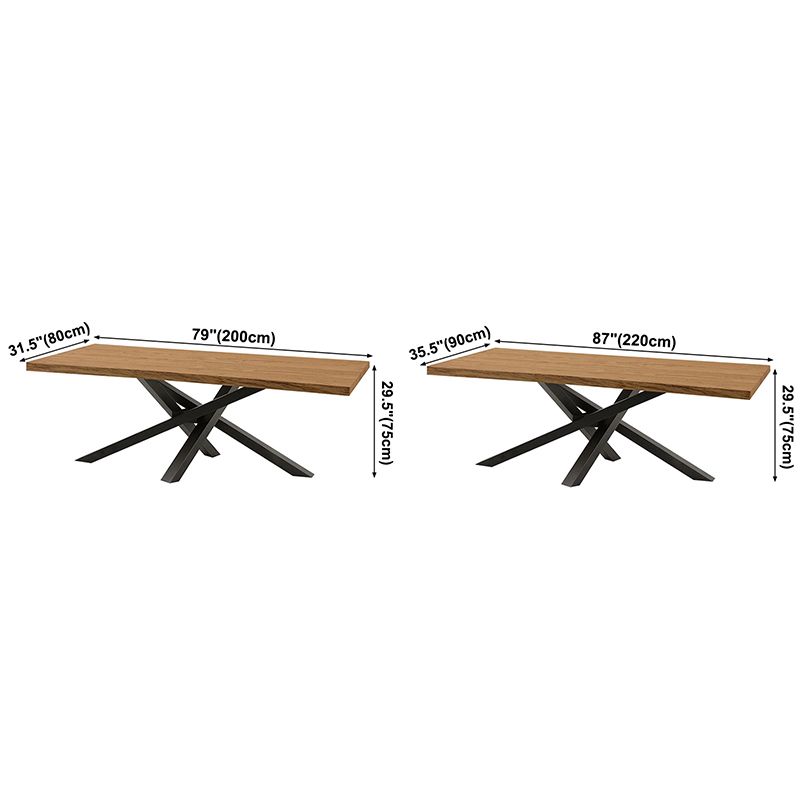 Solid Wood Brown Tone Dining Table Industrial 4 Legs Table for Dining Room