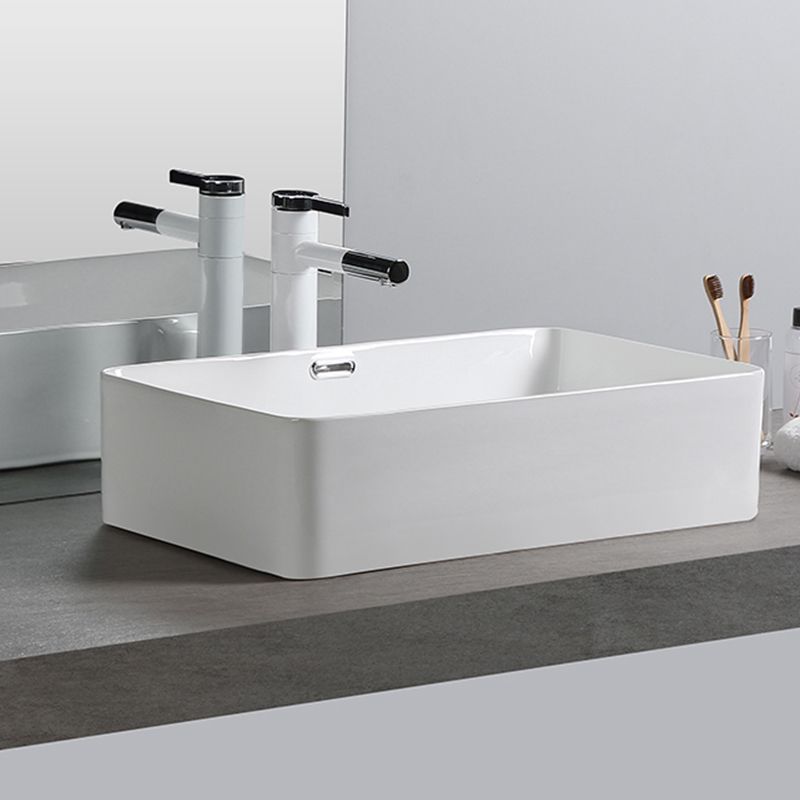 Modern Square Wash Stand Ceramic Metal Undermount Bathroom Sink