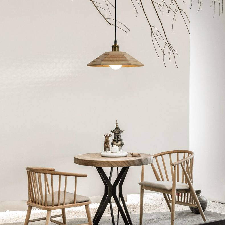 Accesorio de iluminación colgante sombreada de madera Luz de techo de estilo moderno para sala de estar