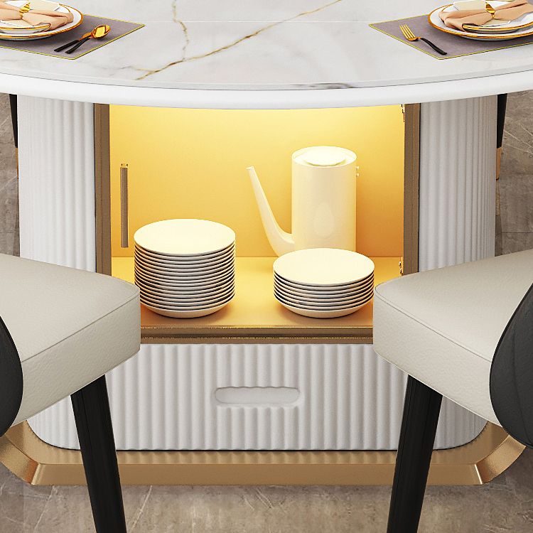Glam 1/4/7/9 Pieces Scalable Dinette Set with Sintered Stone Top Round Dining Table Set