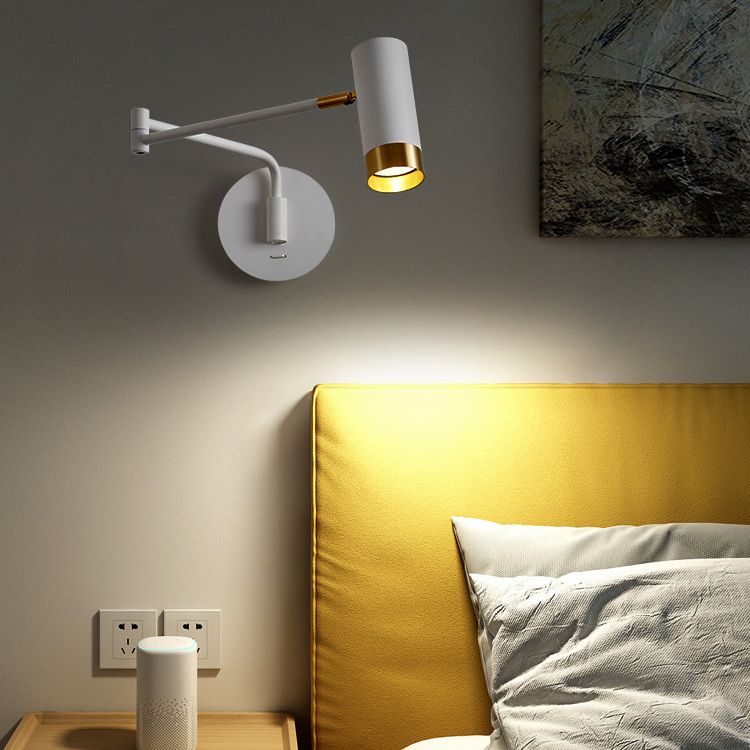 Metal Swing Arm Wall Lighting in Modern Style Half Cylinder Shade Sconce Lamp
