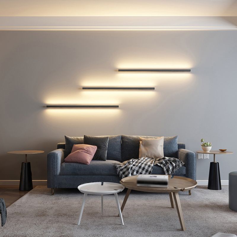 Lampade a parete lineare in stile moderno Idee di illuminazione da parete 1 in nero