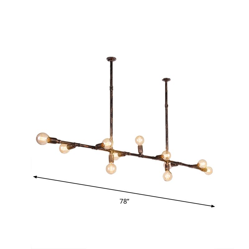 7/11 Lights Exposed Island Pendant Light Farmhouse Style Antique Bronze Wrought Iron Hanging Island Light