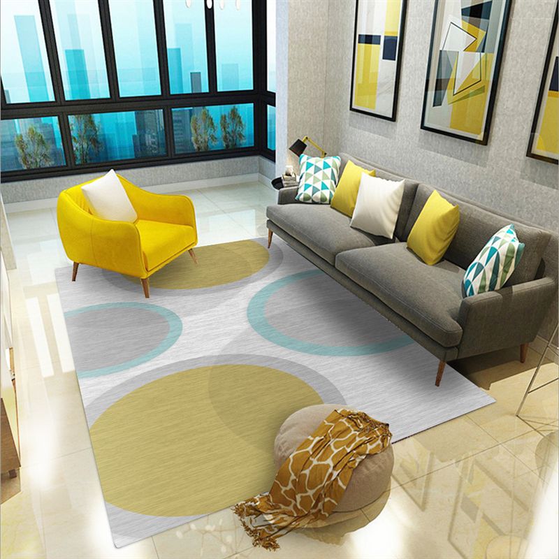 Simple Color Mixed Modern Rug Polyester Triangle Pattern Area Rug Non-Slip Backing Carpet for Living Room