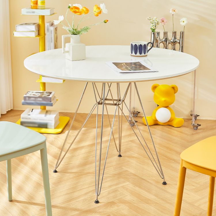 Modern Style Dining Table Round Dining Table with Metal Base for Home Use