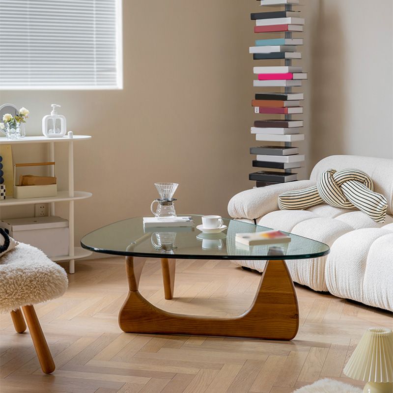 Modern Triangle Glass Abstract Coffee Table Clear Cocktail Table