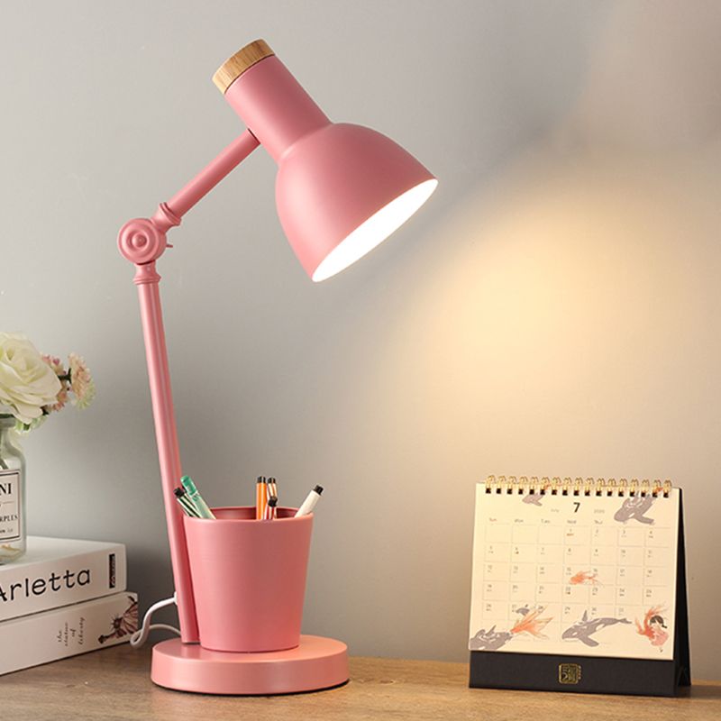 Lampada da scrivania per sala studio con braccio oscillante Lampada da lettura in stile Macaron a 1 testa in metallo con portapenne