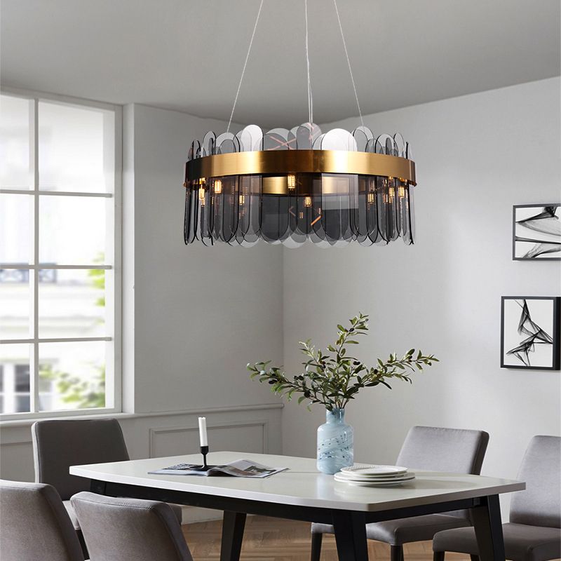 Simplicidad moderna Tambre de tambor lámpara de estar de múltiples luces múltiples accesorio de iluminación de sala de estar