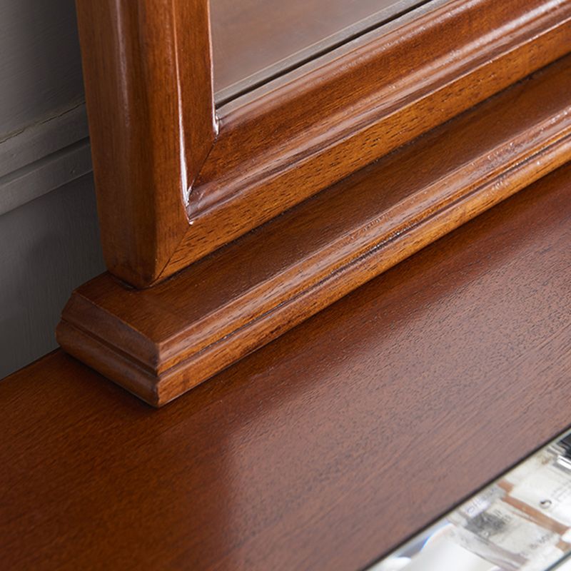 Solid Wood Vanity Desk, 2 Drawers With Mirror & Padded Stool, 29.92" H