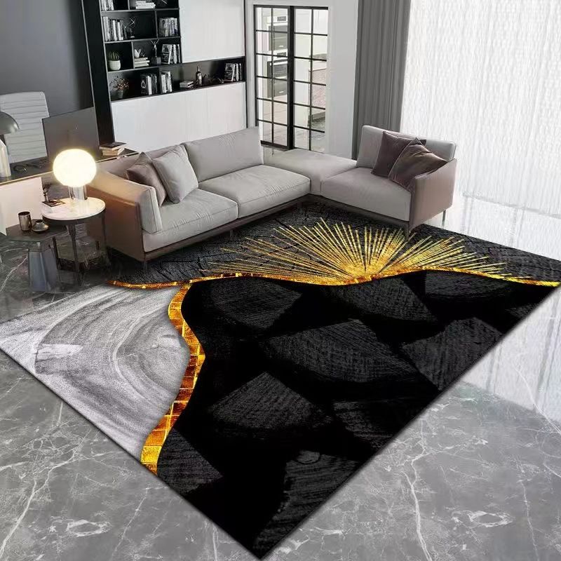 Gold Modern Carpet Polyester Graphic Carpet Stain Resistant Carpet for Living Room