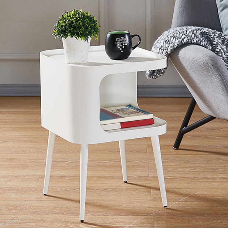 Mid-Century Square Tray Top Side Table 19.6" Tall Iron 4 Legs End Table with Storage