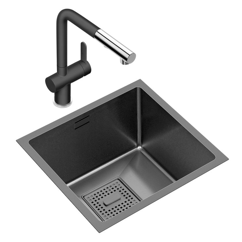 Contemporary Style Kitchen Sink Stainless Steel Overflow Hole Design Kitchen Sink