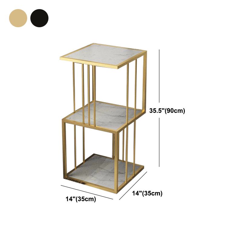 Modern Vertical Etagere Bookshelf Manufactured Wood Shelf Iron Frame Bookshelf