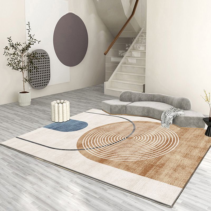 Alfombra de alfombra de poliéster moderno marrón alfombra lavable alfombra para sala de estar