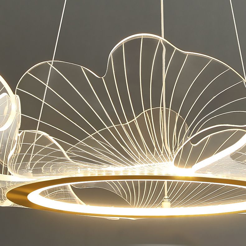 Circular Modern Style Pendant Light Fixture 1-Light Acrylic Ceiling Suspension Light